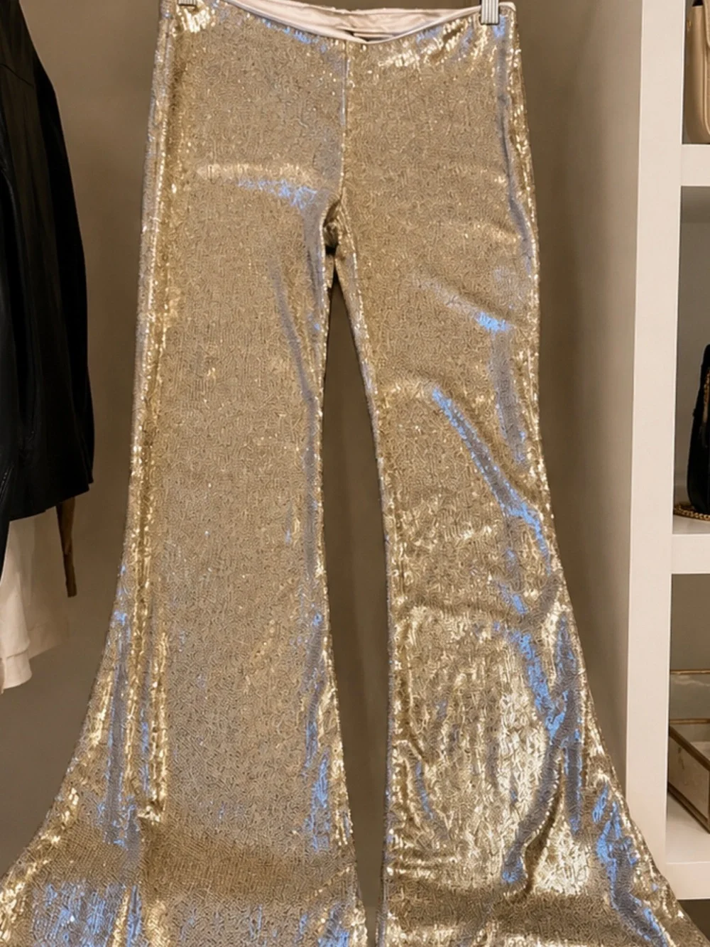 Free People NWT Free People The Minx Metallic Sequin Flare Pants!